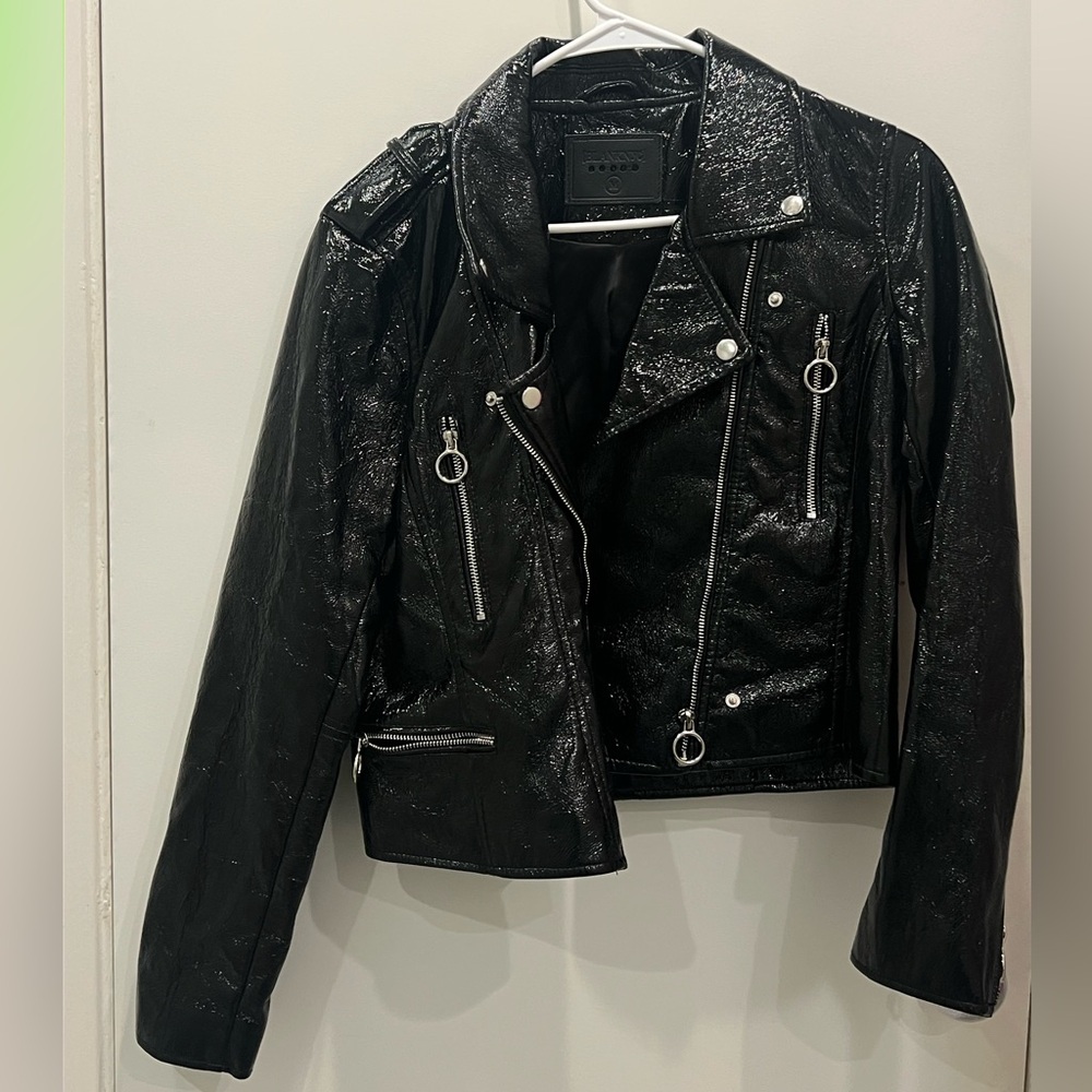BlankNYC Faux Leather Shiny Moto Jacket